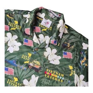 AE Sport Vietnam Veteran Hawaiian Shirt Patriotic Military Made in USA Men's 3XL